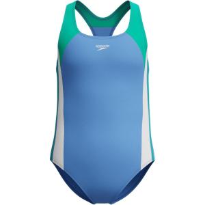 imageSpeedo Girls Swimsuit One Piece Infinity Splice Thick StrapPeriwinkle Blue