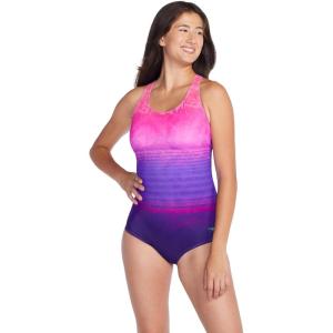 imageSpeedo Womens Swimsuit One Piece Powerflex Ultraback SolidTie Dye Ombre Pink