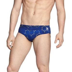 imageSpeedo Mens Caged Out Brief Endurance SwimsuitEmerging NavyGold
