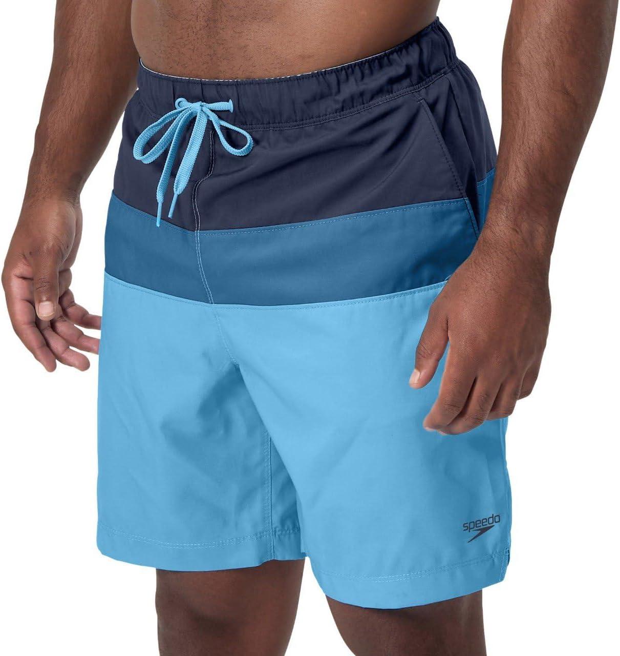 imageSpeedo Mens Swim Trunks  Casual Beach Swimwear  Quick Dry  Elastic Waist with Drawstring Blue S