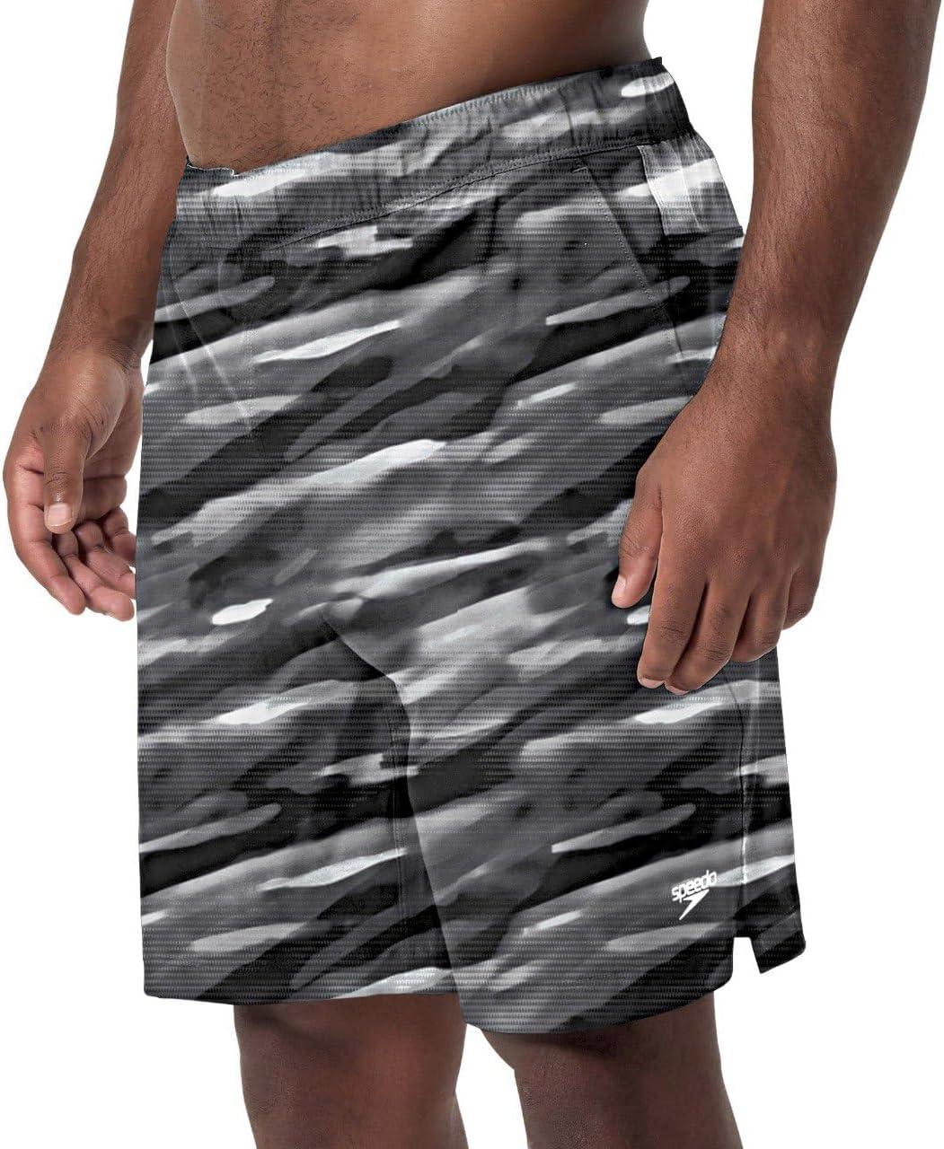 imageSpeedo Mens Swim Trunks  Casual Beach Swimwear  Quick Dry  Elastic Waist with Drawstring Dark Grey Small