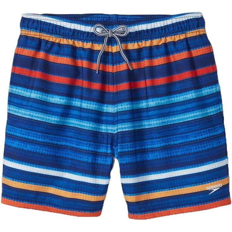 imageSpeedo Mens 55quot Swim Trunks Striped Navy Blue