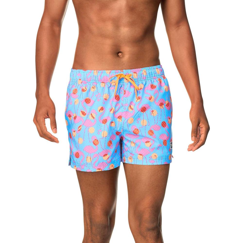 imageSpeedo Mens Swim Trunk Short Length Redondo PrintedFlamingo Aruba Blue