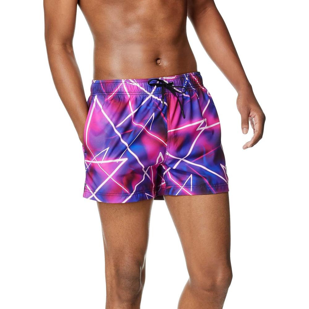 imageSpeedo Mens Swim Trunk Short Length Redondo PrintedNeon Byzantium
