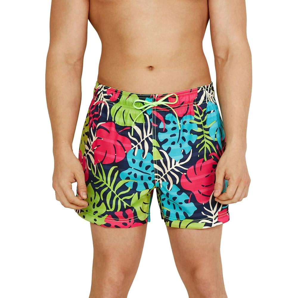 imageSpeedo Mens Swim Trunk Short Length Redondo PrintedPalm Blue Atoll