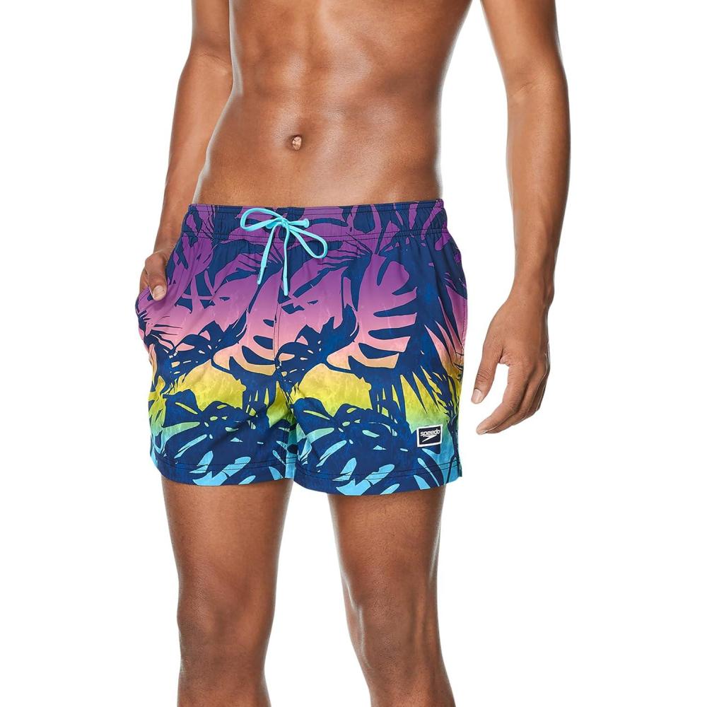 imageSpeedo Mens Swim Trunk Short Length Redondo PrintedPalm Byzantium