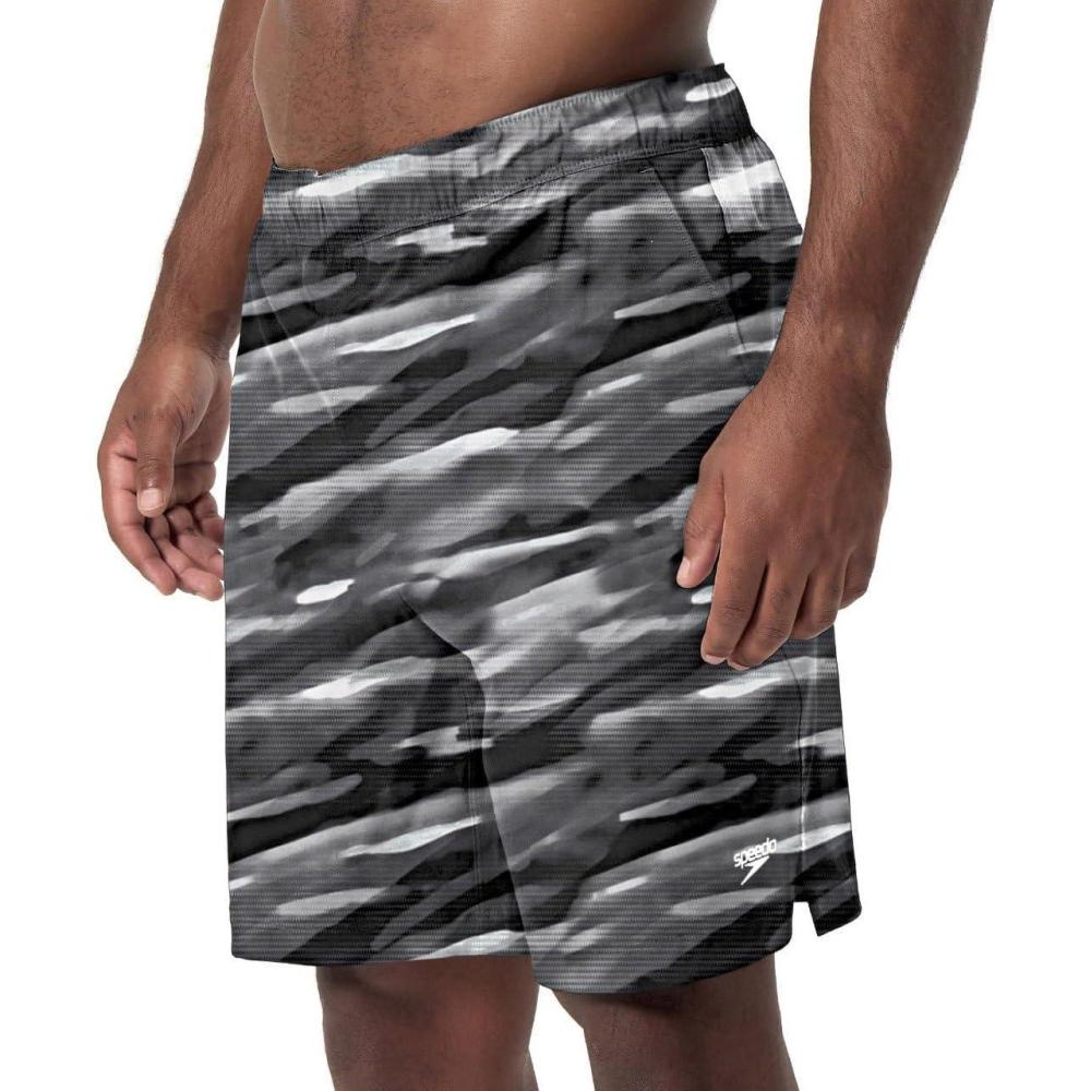 imageSpeedo Mens Swim Trunks  Casual Beach Swimwear  Quick Dry  Elastic Waist with Drawstring Dark Grey Large