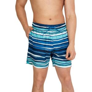 imageSpeedo Mens Swim Trunk Short Length Redondo Comfort Liner PrintSwim TrunksCurrent Peacoat