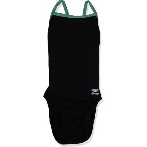 imageSpeedo Girls Swimsuit One Piece PowerFlex Flyback Solid Youth Team ColorsBlackBright Green