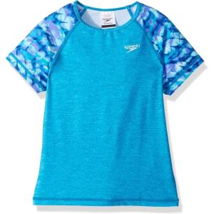 image:imageSpeedo Girls Printed Short Sleeve Rash Guard ShirtLavender Purple