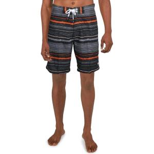image:imageSpeedo Mens Black Drawstring Lined Striped Athletic Fit Swim Trunks XXL