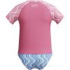 image:imageSpeedo Girls Uv Swim Shirt Short Sleeve Rashguard SetWavy Stripe Pink LemonadePeriwinkle Blue