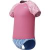 image:imageSpeedo Girls Uv Swim Shirt Short Sleeve Rashguard SetWavy Stripe Pink LemonadePeriwinkle Blue