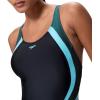 image:imageSpeedo Womens Swimsuit One Piece Creora Highclo Quantum Splice High Cut SolidRib AnthraciteAngelic Blue
