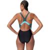 image:imageSpeedo Womens Swimsuit One Piece Creora Highclo Quantum Splice High Cut SolidRib AnthraciteAngelic Blue