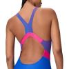 image:imageSpeedo Womens Swimsuit One Piece Creora Highclo Quantum Splice High Cut SolidRib Deep SapphireMargarita Pink
