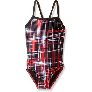 image:imageSpeedo Girls Powerflex Eco Laser Sticks Pulse Back SwimsuitLaser Speedo Red