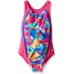 image:imageSpeedo Girls Swimsuit One Piece Thick Strap Racer Back PrintedDiscontinuedMulti Splice