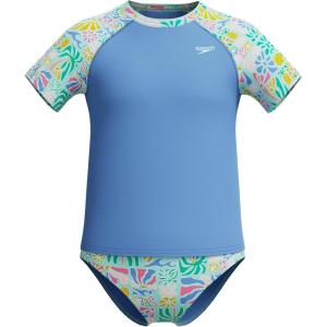 image:imageSpeedo Girls Uv Swim Shirt Short Sleeve Rashguard SetSummer Stamp Periwinkle Blue