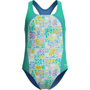 image:imageSpeedo Girls Printed Sport SpliceSummer Stamp Marine Green