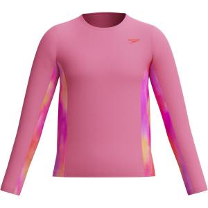 image:imageSpeedo Girls Uv Swim Shirt Long Sleeve RashguardPink Lemonade Chilly Dye