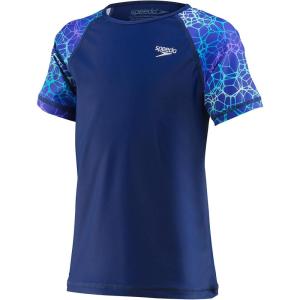 image:imageSpeedo Girls Uv Swim Shirt Short Sleeve Printed RashguardBlue Harmony