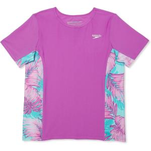 image:imageSpeedo Girls Uv Swim Shirt Short Sleeve Printed RashguardCeramic Splice