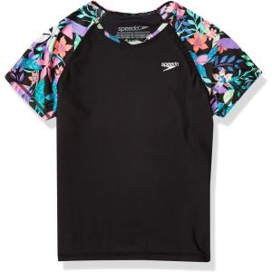 image:imageSpeedo Girls Uv Swim Shirt Short Sleeve Printed RashguardMulti Black