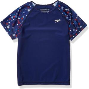 image:imageSpeedo Girls Uv Swim Shirt Short Sleeve Printed RashguardRedWhiteBlue