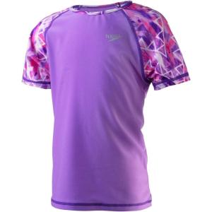 image:imageSpeedo Girls Uv Swim Shirt Short Sleeve Printed RashguardSweet Taro