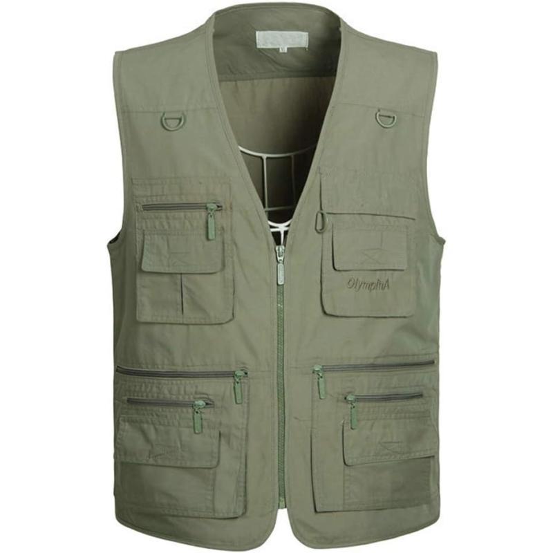 PASOK Mens Work Fishing Vests Lightweight Safari Travel Hunting Waistcoat With MultiPocketsColor 4