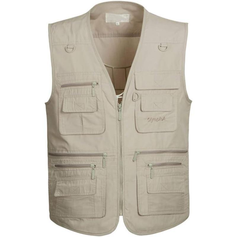 PASOK Mens Work Fishing Vests Lightweight Safari Travel Hunting Waistcoat With MultiPocketsColor 5
