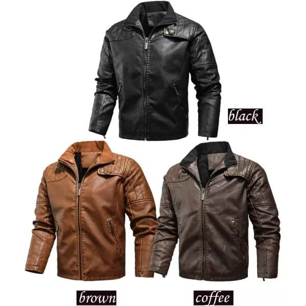 FTCayanz Mens Faux Leather Jacket Slim Fit Stand Collar PU Motorcycle Jackets Lightweight ClassicFTCayanz Mens Faux Leather Jacket Slim Fit Stand Collar PU Motorcycle Jackets Lightweight Classic