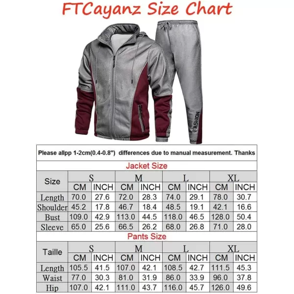 FTCayanz Mens Tracksuit Set Athletic FullZip Sweatsuits Casual Sport Jogging Suits ActivewearBlack