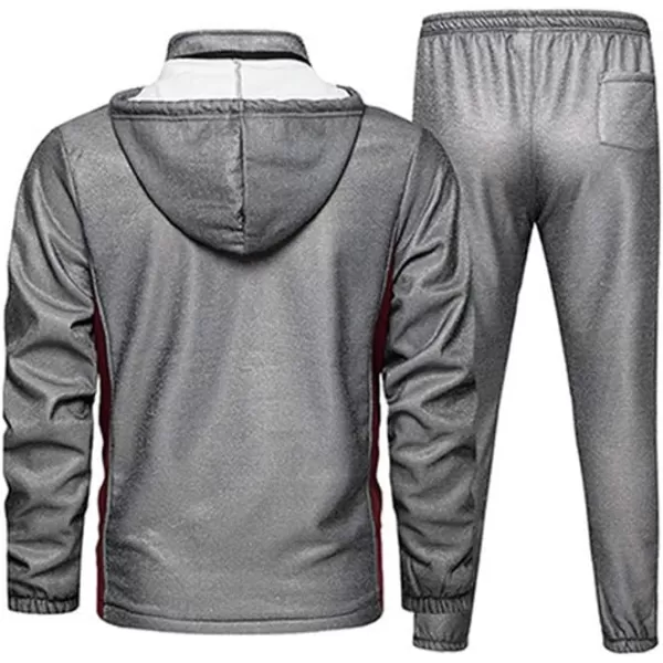 FTCayanz Mens Tracksuit Set Athletic FullZip Sweatsuits Casual Sport Jogging Suits ActivewearGray