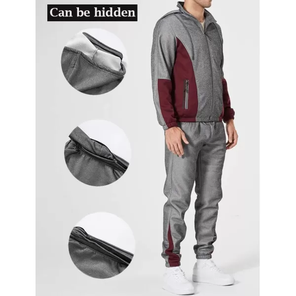 FTCayanz Mens Tracksuit Set Athletic FullZip Sweatsuits Casual Sport Jogging Suits ActivewearGray