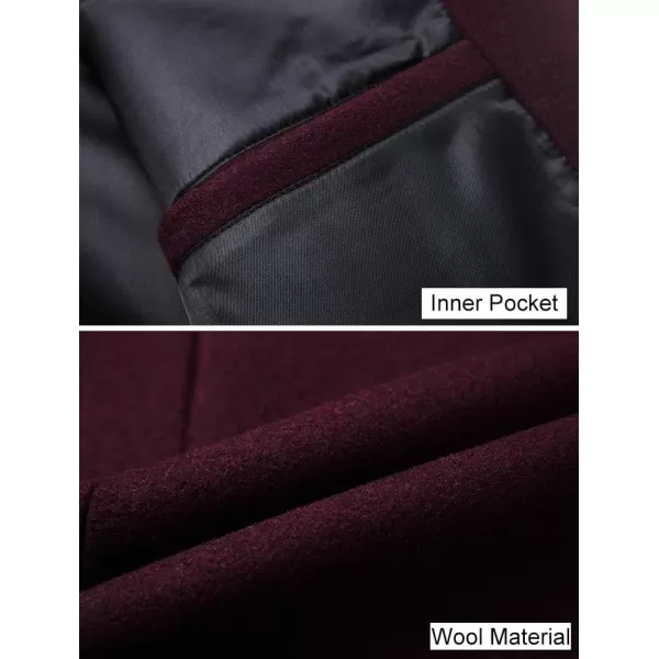 FTCayanz Mens Trench Coat Wool Blend Slim Fit Top Coat Single Breasted Business OvercoatWine