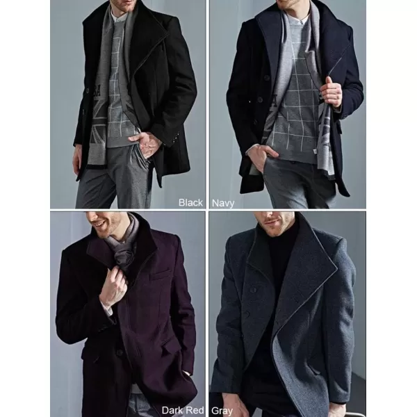 FTCayanz Mens Wool Trench Coat Winter Slim Fit Business Top Coat Single Breasted OvercoatGray