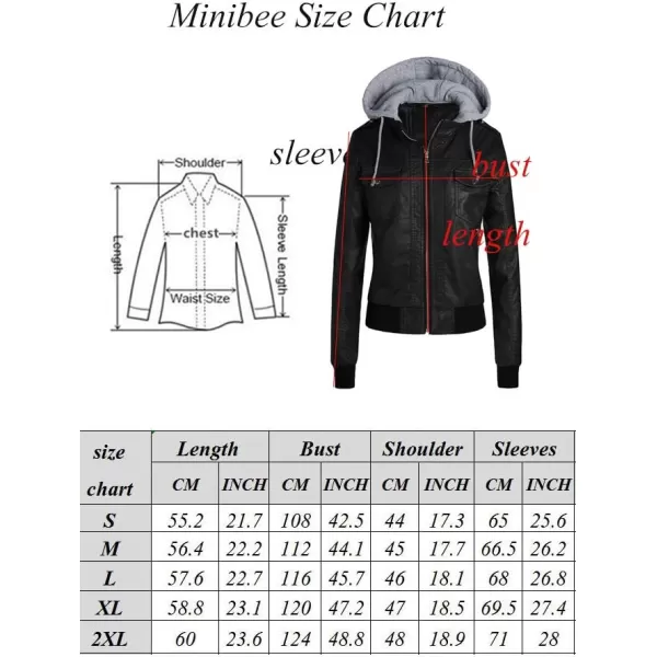 Minibee Fall Jackets for Women PU Faux Leather Jacket Motorcycle with Removable HoodMinibee Fall Jackets for Women PU Faux Leather Jacket Motorcycle with Removable Hood