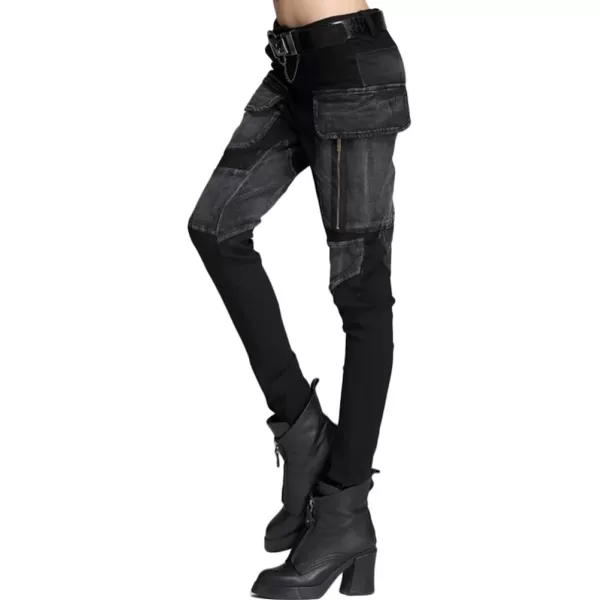 Minibee Pernalized Punk Street Style Harem Pants Patchwork Zipper PocketsBlack 2