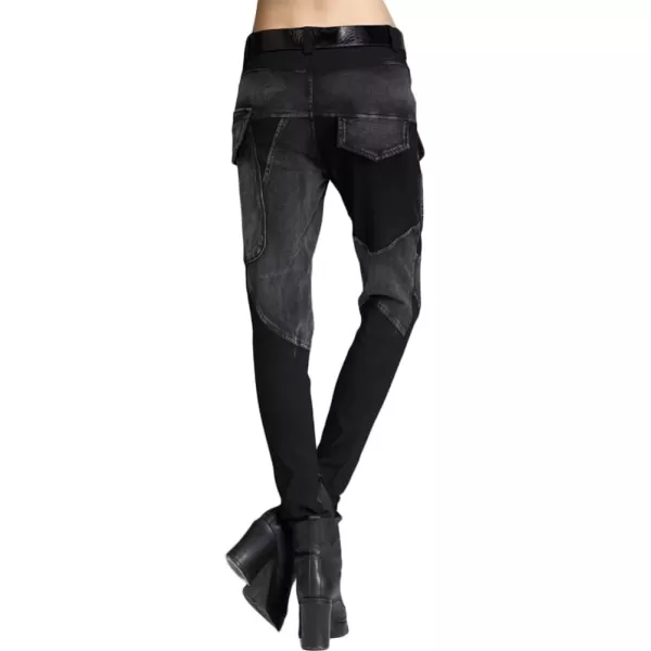 Minibee Pernalized Punk Street Style Harem Pants Patchwork Zipper PocketsBlack 2