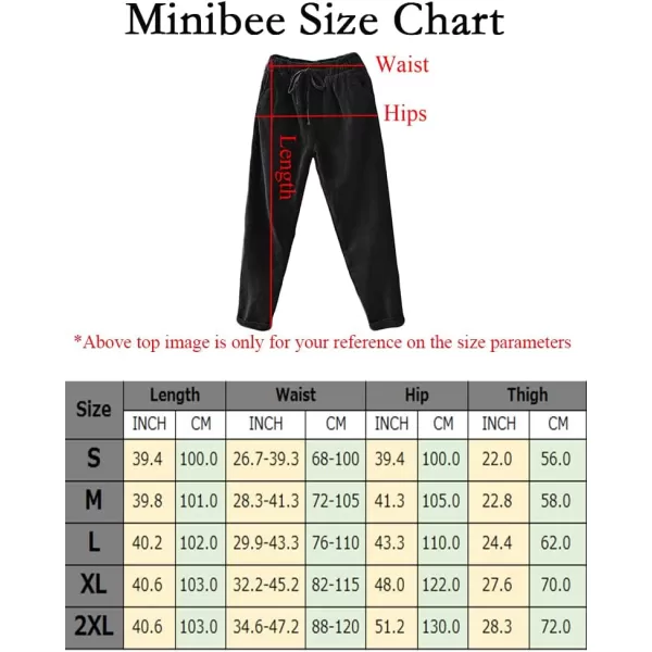 Minibee Womens Casual Corduroy Pants Comfy Pull on Elastic Waist Trousers Drawstring Cotton PantsBlack