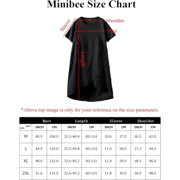 Minibee Womens Casual Linen Dress Summer Short Sleeve Flowy Empire Waist Midi Dresses with PocketsBlack