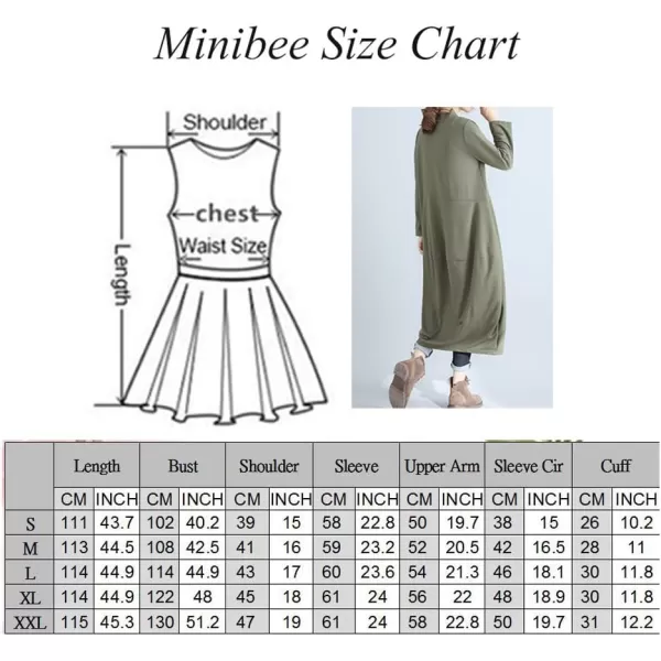 Minibee Womens Casual Loose Dress Turtleneck Long Baggy Autumn Sweatshirts Jackets Long Sleeve with PocketsBlack