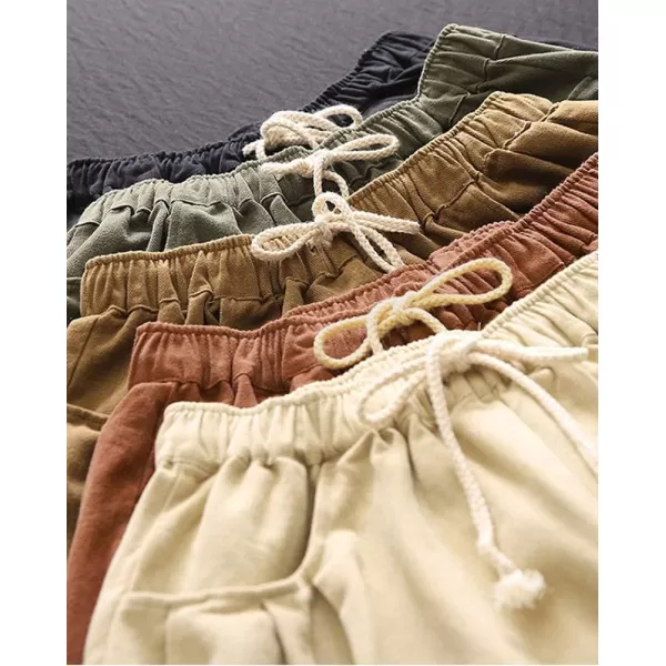 Minibee Womens Casual Pants Wide Leg Baggy Tapered Capri Drawstring Elastic Waist Ankle Trousers with PocketsBeige