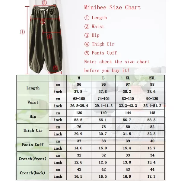 Minibee Womens Casual Pants Wide Leg Baggy Tapered Capri Drawstring Elastic Waist Ankle Trousers with PocketsOrange