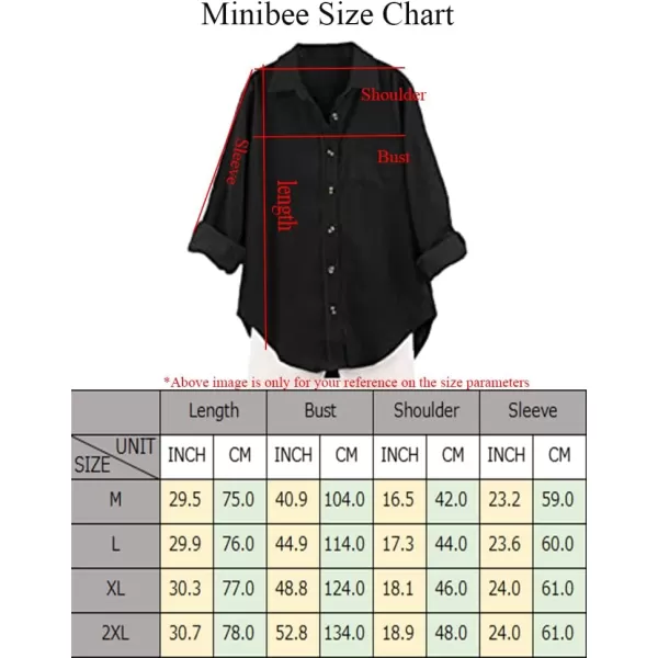 Minibee Womens Corduroy Jacket Button Down tops Casual Shacket Long Sleeve CoatsBlack