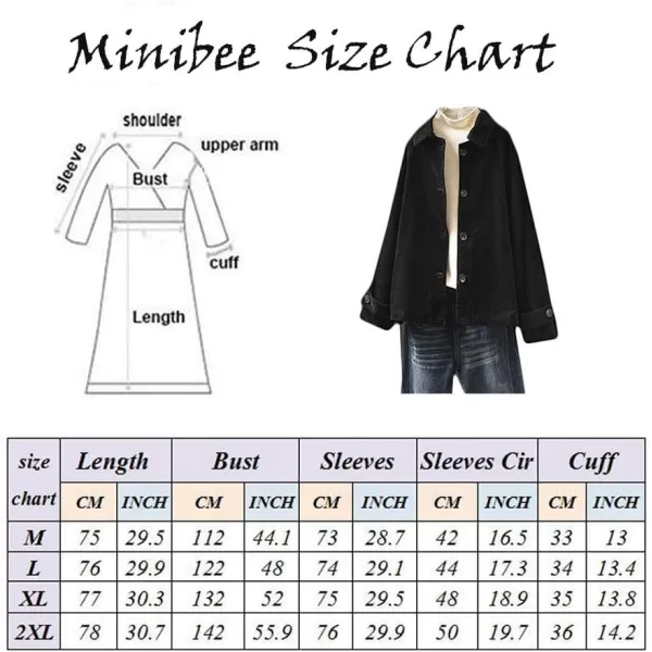 Minibee Womens Corduroy Jackets Long Sleeve Coats Button Down Outwear Tops with PocketsArmygreen