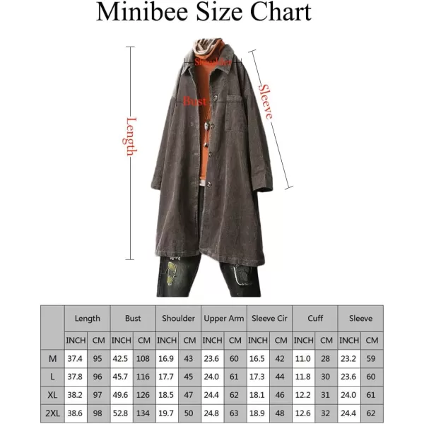 Minibee Womens Corduroy Shacket Jacket Button Down Shirts Fall Long Sleeve Coat with PocketsBlack