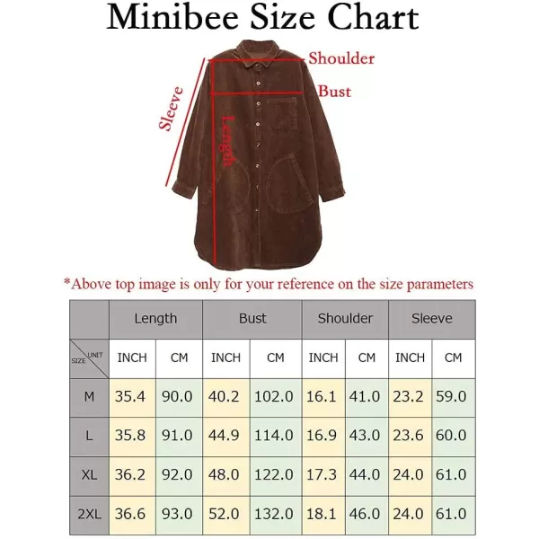 Minibee Womens Corduroy Shirt Coats Long Sleeve Button Down Blouses Tops with PocketsDark Gray